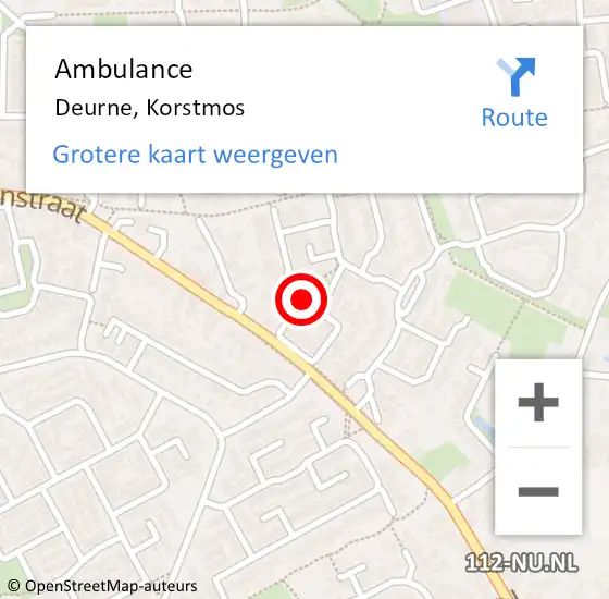 Locatie op kaart van de 112 melding: Ambulance Deurne, Korstmos op 20 september 2018 15:24