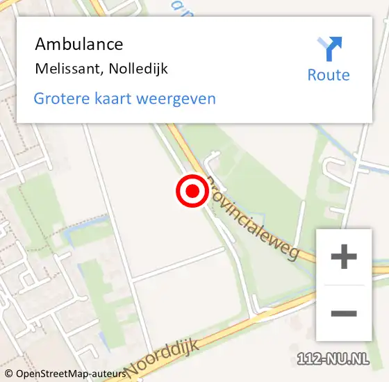 Locatie op kaart van de 112 melding: Ambulance Melissant, Nolledijk op 20 september 2018 15:31