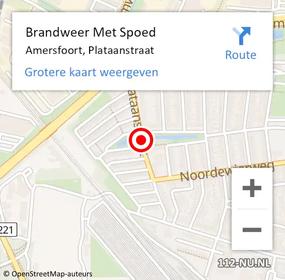 Locatie op kaart van de 112 melding: Brandweer Met Spoed Naar Amersfoort, Plataanstraat op 20 september 2018 15:41