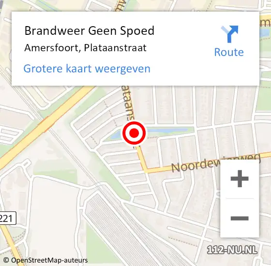 Locatie op kaart van de 112 melding: Brandweer Geen Spoed Naar Amersfoort, Plataanstraat op 20 september 2018 15:41