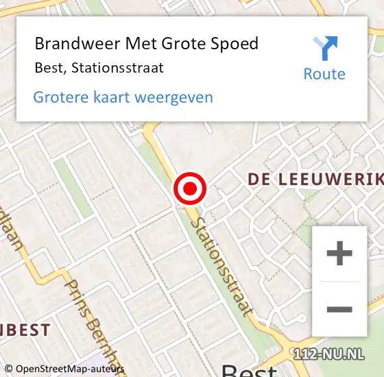 Locatie op kaart van de 112 melding: Brandweer Met Grote Spoed Naar Best, Stationsstraat op 20 september 2018 16:43