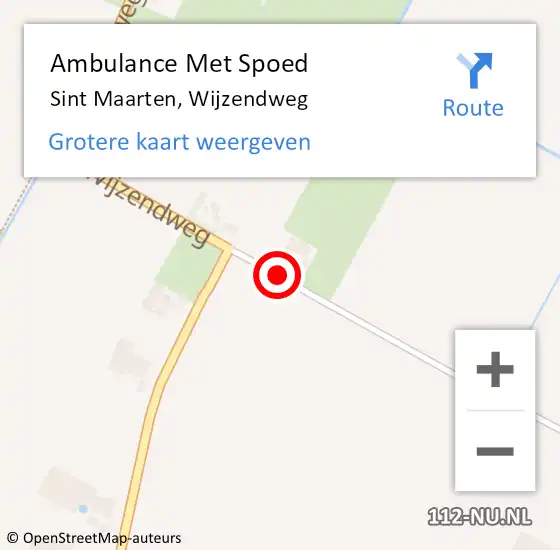 Locatie op kaart van de 112 melding: Ambulance Met Spoed Naar Sint Maarten, Wijzendweg op 20 september 2018 16:57