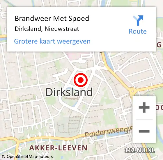 Locatie op kaart van de 112 melding: Brandweer Met Spoed Naar Dirksland, Nieuwstraat op 20 september 2018 18:41