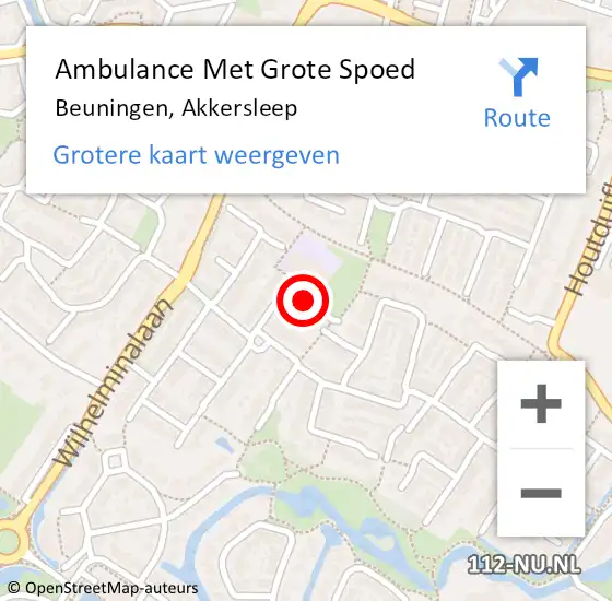 Locatie op kaart van de 112 melding: Ambulance Met Grote Spoed Naar Beuningen, Akkersleep op 20 september 2018 18:54