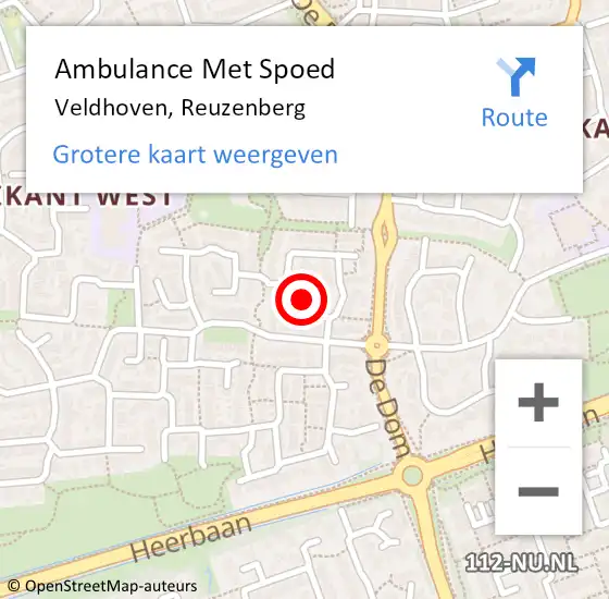 Locatie op kaart van de 112 melding: Ambulance Met Spoed Naar Veldhoven, Reuzenberg op 20 september 2018 19:06