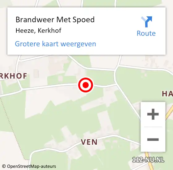 Locatie op kaart van de 112 melding: Brandweer Met Spoed Naar Heeze, Kerkhof op 20 september 2018 19:19