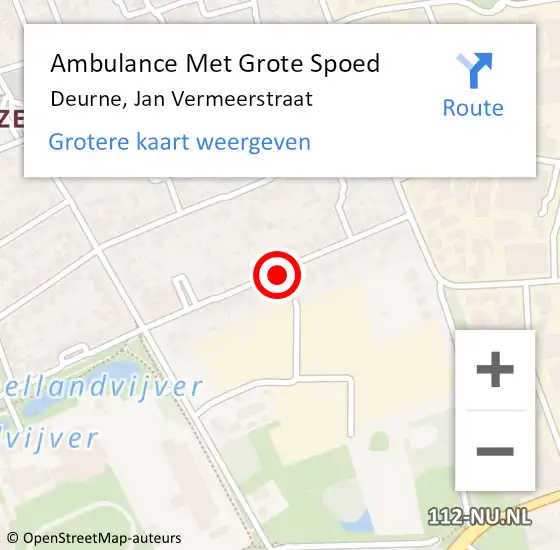 Locatie op kaart van de 112 melding: Ambulance Met Grote Spoed Naar Deurne, Jan Vermeerstraat op 20 september 2018 20:22