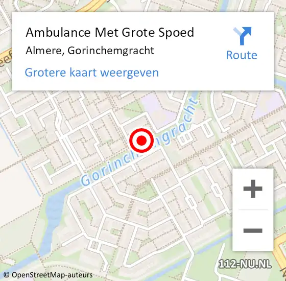 Locatie op kaart van de 112 melding: Ambulance Met Grote Spoed Naar Almere, Gorinchemgracht op 20 september 2018 20:33