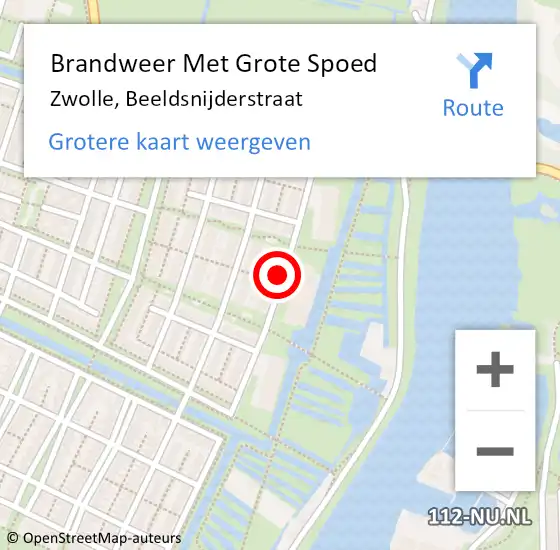 Locatie op kaart van de 112 melding: Brandweer Met Grote Spoed Naar Zwolle, Beeldsnijderstraat op 21 september 2018 00:19