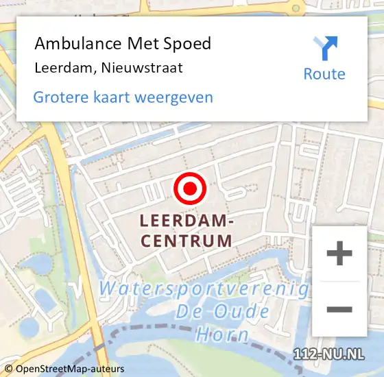 Locatie op kaart van de 112 melding: Ambulance Met Spoed Naar Leerdam, Nieuwstraat op 21 september 2018 01:52