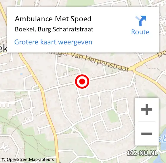 Locatie op kaart van de 112 melding: Ambulance Met Spoed Naar Boekel, Burg Schafratstraat op 21 september 2018 03:03