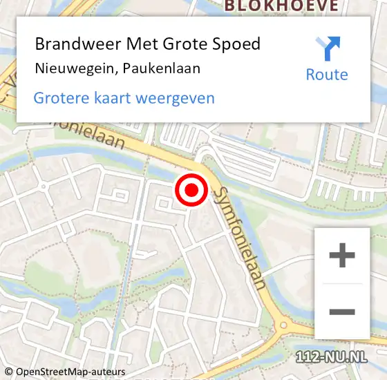 Locatie op kaart van de 112 melding: Brandweer Met Grote Spoed Naar Nieuwegein, Paukenlaan op 21 september 2018 06:28