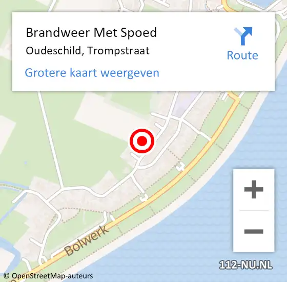 Locatie op kaart van de 112 melding: Brandweer Met Spoed Naar Oudeschild, Trompstraat op 21 september 2018 06:38