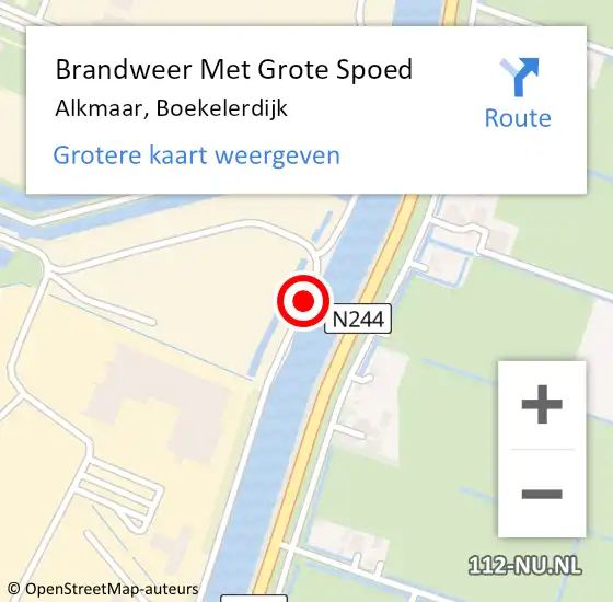Locatie op kaart van de 112 melding: Brandweer Met Grote Spoed Naar Alkmaar, Boekelerdijk op 21 september 2018 06:54