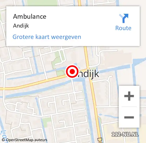 Locatie op kaart van de 112 melding: Ambulance Andijk op 21 september 2018 06:58