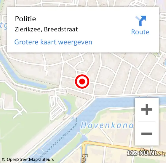 Locatie op kaart van de 112 melding: Politie Zierikzee, Breedstraat op 21 september 2018 07:58