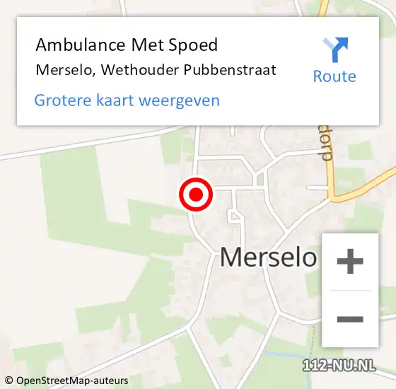 Locatie op kaart van de 112 melding: Ambulance Met Spoed Naar Merselo, Wethouder Pubbenstraat op 9 maart 2014 18:24