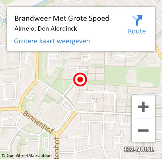 Locatie op kaart van de 112 melding: Brandweer Met Grote Spoed Naar Almelo, Den Alerdinck op 21 september 2018 08:50