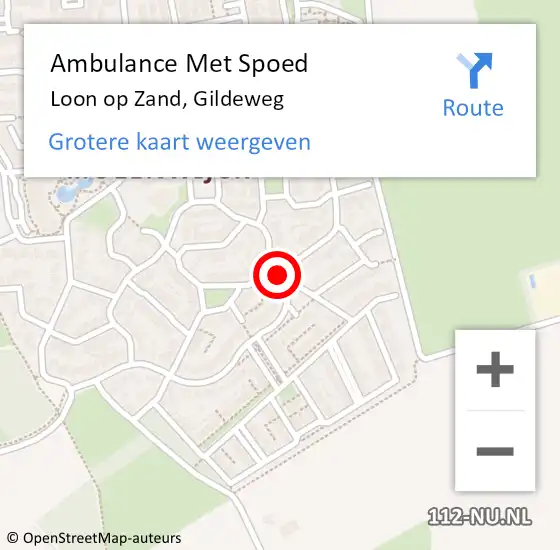 Locatie op kaart van de 112 melding: Ambulance Met Spoed Naar Loon op Zand, Gildeweg op 21 september 2018 09:10