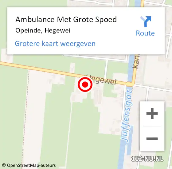Locatie op kaart van de 112 melding: Ambulance Met Grote Spoed Naar Opeinde, Hegewei op 9 maart 2014 18:31