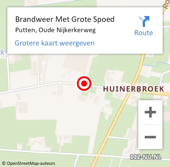 Locatie op kaart van de 112 melding: Brandweer Met Grote Spoed Naar Putten, Oude Nijkerkerweg op 21 september 2018 10:05