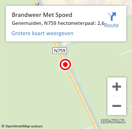 Locatie op kaart van de 112 melding: Brandweer Met Spoed Naar Genemuiden, N759 op 21 september 2018 10:30