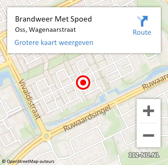 Locatie op kaart van de 112 melding: Brandweer Met Spoed Naar Oss, Wagenaarstraat op 21 september 2018 10:44