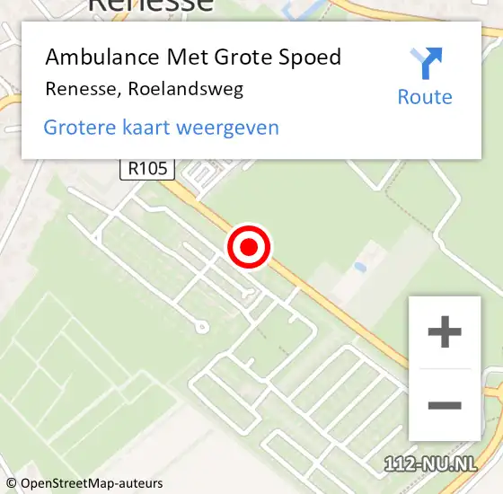 Locatie op kaart van de 112 melding: Ambulance Met Grote Spoed Naar Renesse, Roelandsweg op 21 september 2018 10:47