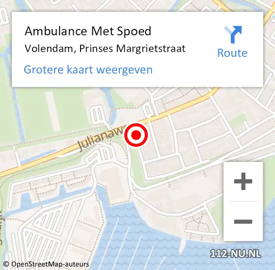 Locatie op kaart van de 112 melding: Ambulance Met Spoed Naar Volendam, Prinses Margrietstraat op 21 september 2018 10:50