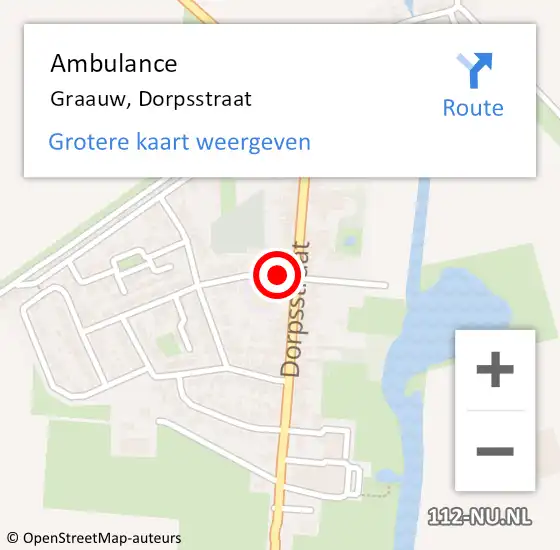 Locatie op kaart van de 112 melding: Ambulance Graauw, Dorpsstraat op 21 september 2018 11:02