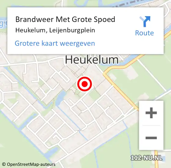 Locatie op kaart van de 112 melding: Brandweer Met Grote Spoed Naar Heukelum, Leijenburgplein op 21 september 2018 11:07