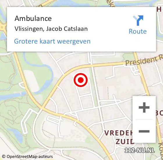 Locatie op kaart van de 112 melding: Ambulance Vlissingen, Jacob Catslaan op 21 september 2018 11:26
