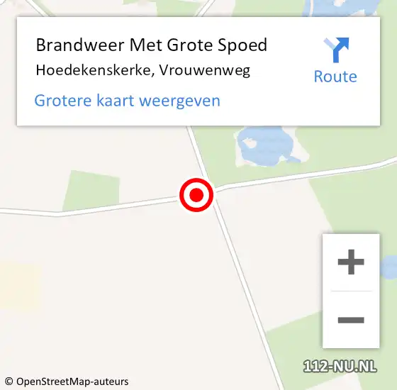 Locatie op kaart van de 112 melding: Brandweer Met Grote Spoed Naar Hoedekenskerke, Vrouwenweg op 21 september 2018 11:30