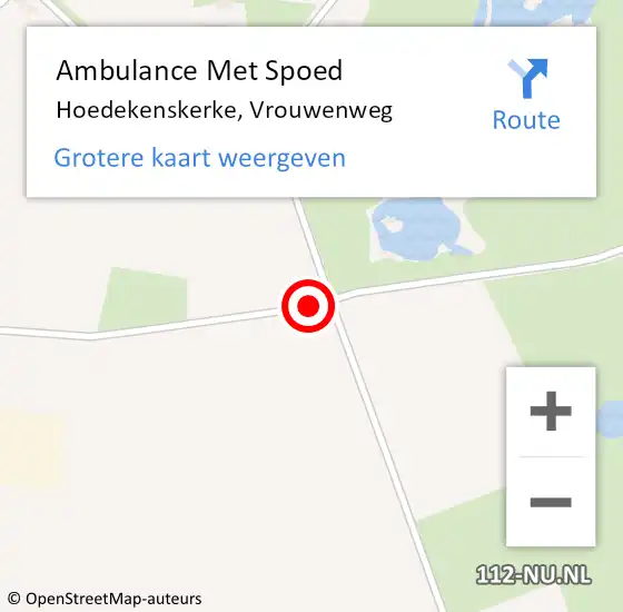 Locatie op kaart van de 112 melding: Ambulance Met Spoed Naar Hoedekenskerke, Vrouwenweg op 21 september 2018 11:45