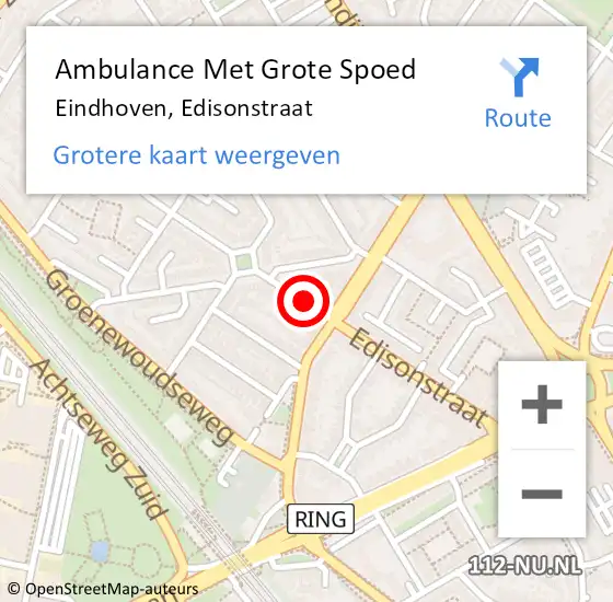 Locatie op kaart van de 112 melding: Ambulance Met Grote Spoed Naar Eindhoven, Edisonstraat op 21 september 2018 12:01