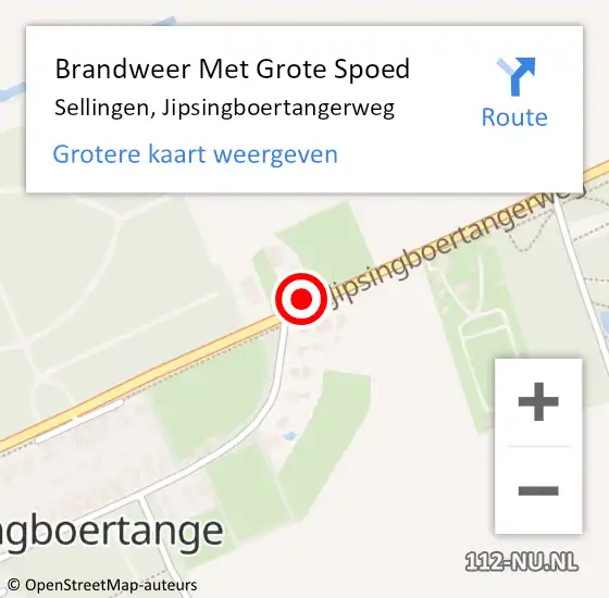 Locatie op kaart van de 112 melding: Brandweer Met Grote Spoed Naar Sellingen, Jipsingboertangerweg op 21 september 2018 13:43