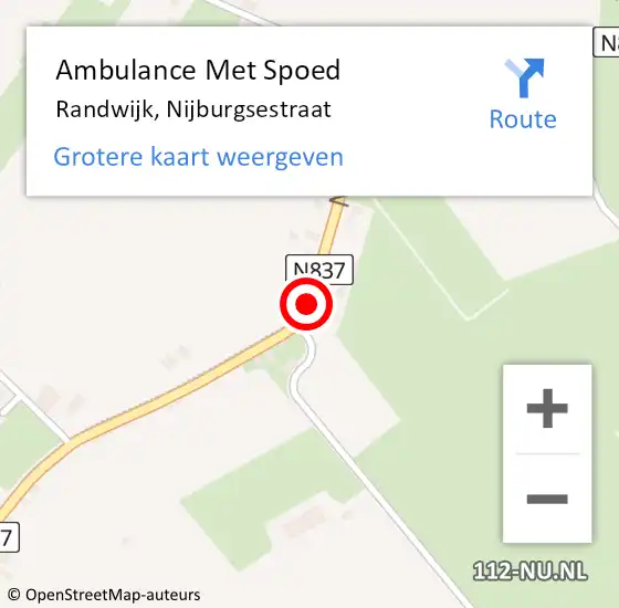 Locatie op kaart van de 112 melding: Ambulance Met Spoed Naar Randwijk, Nijburgsestraat op 21 september 2018 13:51