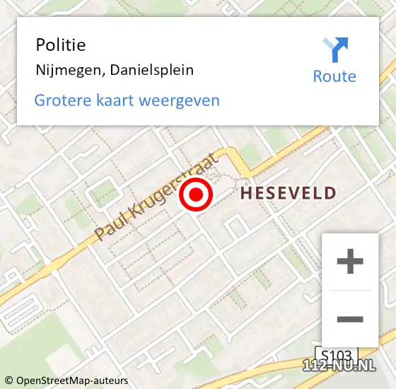 Locatie op kaart van de 112 melding: Politie Nijmegen, Danielsplein op 21 september 2018 13:52