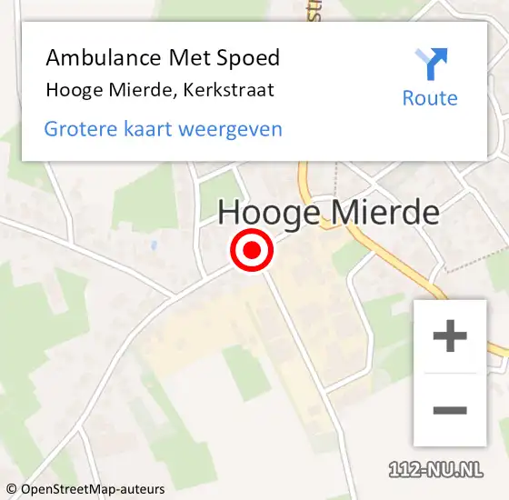 Locatie op kaart van de 112 melding: Ambulance Met Spoed Naar Hooge Mierde, Kerkstraat op 21 september 2018 14:07