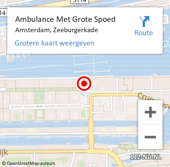 Locatie op kaart van de 112 melding: Ambulance Met Grote Spoed Naar Amsterdam, Zeeburgerkade op 21 september 2018 14:18