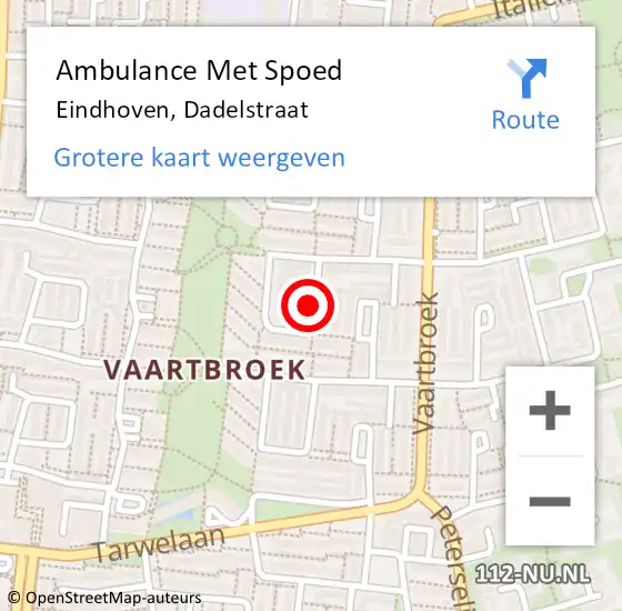 Locatie op kaart van de 112 melding: Ambulance Met Spoed Naar Eindhoven, Dadelstraat op 21 september 2018 14:47