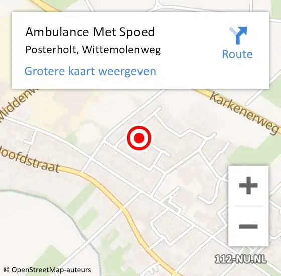 Locatie op kaart van de 112 melding: Ambulance Met Spoed Naar Posterholt, Wittemolenweg op 21 september 2018 14:52