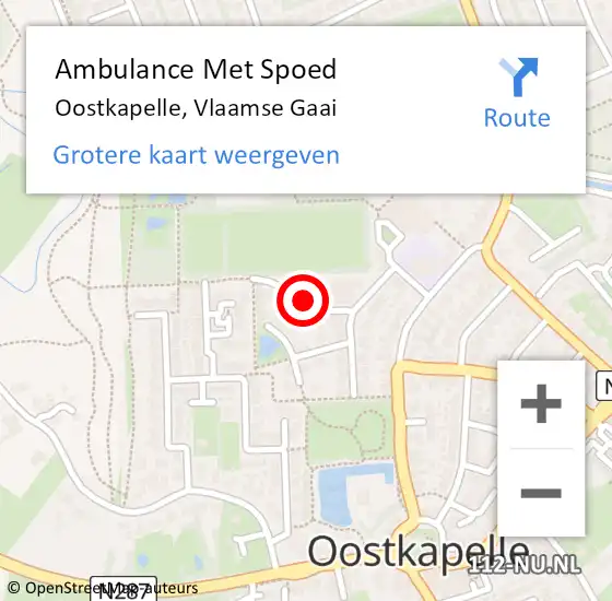 Locatie op kaart van de 112 melding: Ambulance Met Spoed Naar Oostkapelle, Vlaamse Gaai op 21 september 2018 15:22