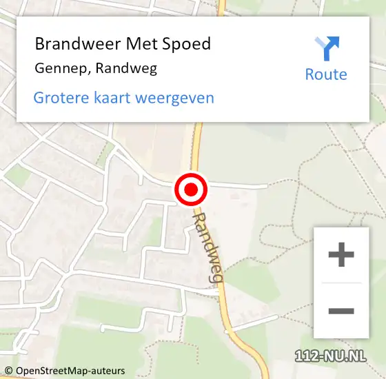 Locatie op kaart van de 112 melding: Brandweer Met Spoed Naar Gennep, Randweg op 21 september 2018 15:31