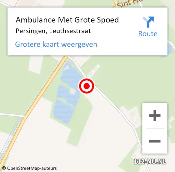 Locatie op kaart van de 112 melding: Ambulance Met Grote Spoed Naar Persingen, Leuthsestraat op 9 maart 2014 19:23