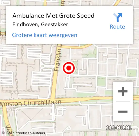 Locatie op kaart van de 112 melding: Ambulance Met Grote Spoed Naar Eindhoven, Geestakker op 21 september 2018 15:51