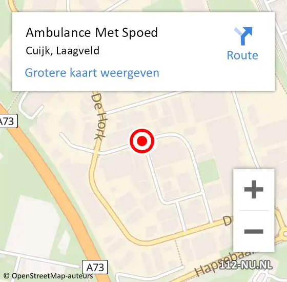 Locatie op kaart van de 112 melding: Ambulance Met Spoed Naar Cuijk, Laagveld op 21 september 2018 16:48