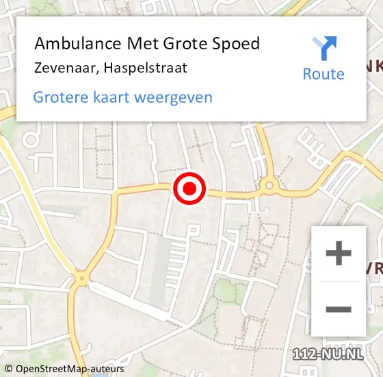 Locatie op kaart van de 112 melding: Ambulance Met Grote Spoed Naar Zevenaar, Haspelstraat op 21 september 2018 18:25
