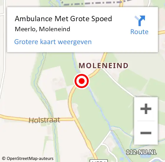 Locatie op kaart van de 112 melding: Ambulance Met Grote Spoed Naar Meerlo, Moleneind op 21 september 2018 19:30