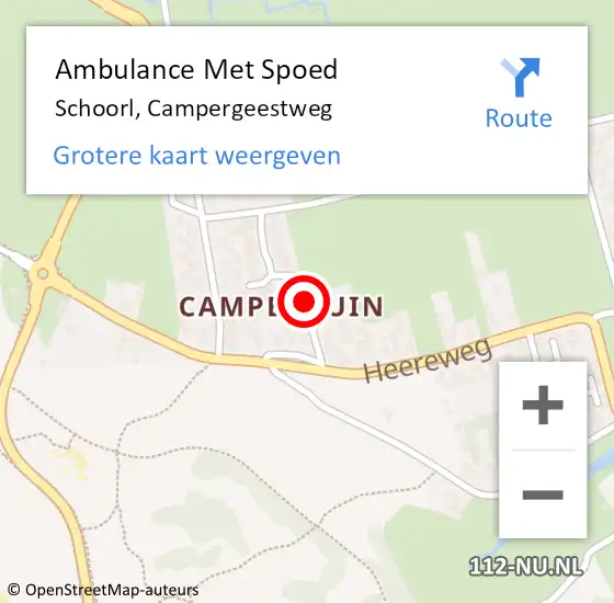 Locatie op kaart van de 112 melding: Ambulance Met Spoed Naar Schoorl, Campergeestweg op 21 september 2018 19:36